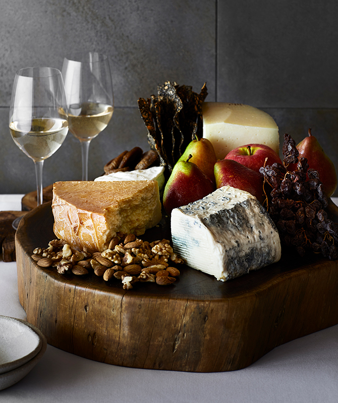 Platter of cheese and accompaniments as part of Talk and Taste Wine and Cheese experience at qualia Long Pavilion restaurant
