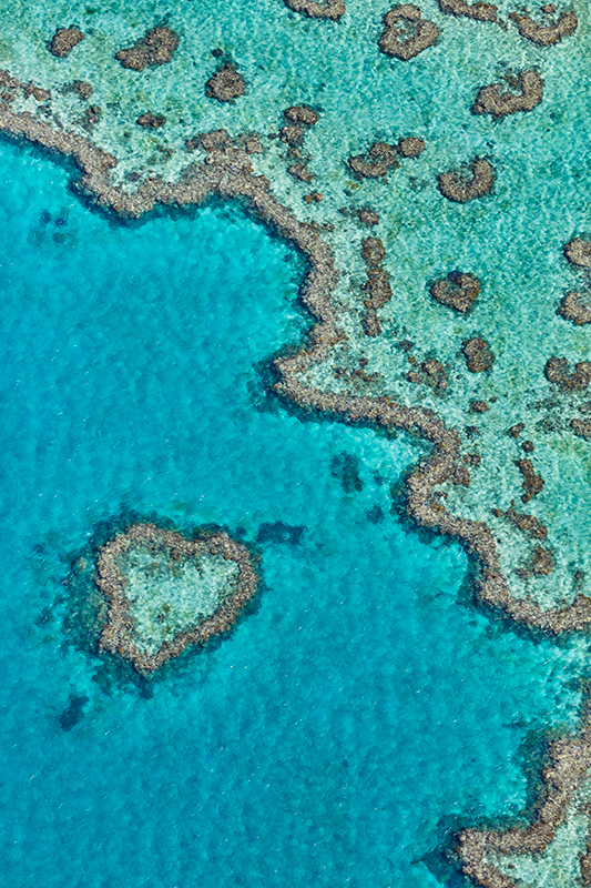 View seen from qualia resort scenic helicopter flight of turquoise waters in Great Barrier Reef