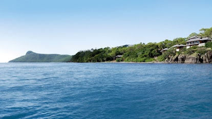 View of destination from ocean in front of qualia resort on Hamilton Island coastline